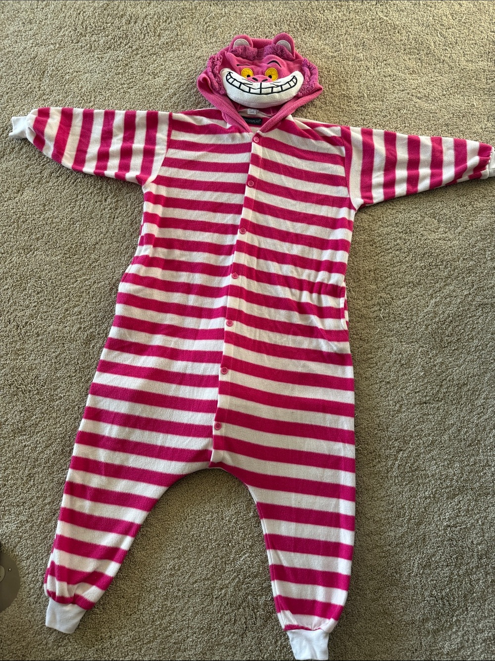 Kids Striped Pink and White Character Hood One-Piece Bodysuit